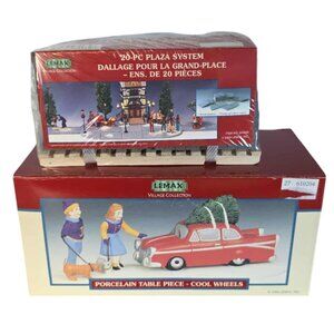 EUC Vintage Lemax Christmas Set Cool Wheels & Plaza System Flooring